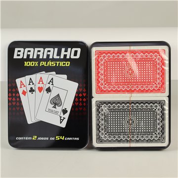Plastic Playing Cards Tin Set-2 × 54 Cards 10X13cm