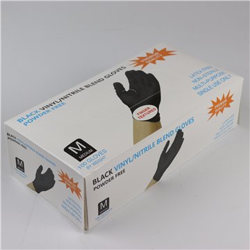 100pc Powder Free Black Nitrile Glove-M