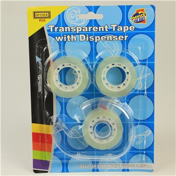 2 PcsTransparent Tape With Dispenser