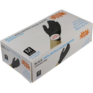 100pc Powder Free Black Nitrile Glove-M