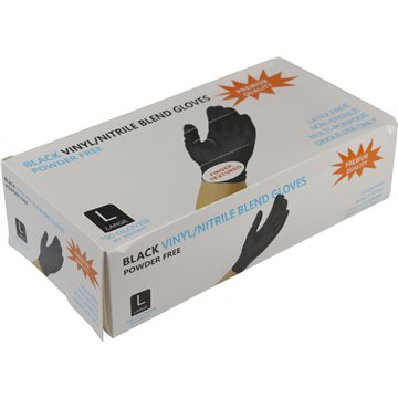 100pc Powder Free Black Nitrile Glove-L