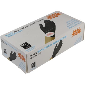 100pc Powder Free Black Nitrile Glove-XL