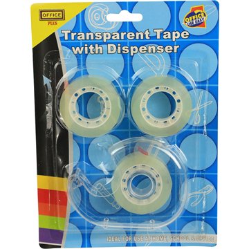 2 PcsTransparent Tape With Dispenser