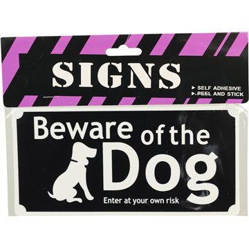 Beware of the Dog Sign 10X20cm