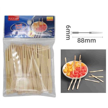 50Pcs Disposable  Bamboo Fork 