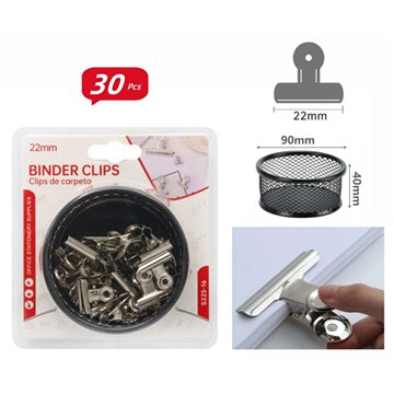 30PCS 22mm Bulldog Clips with Storage Box