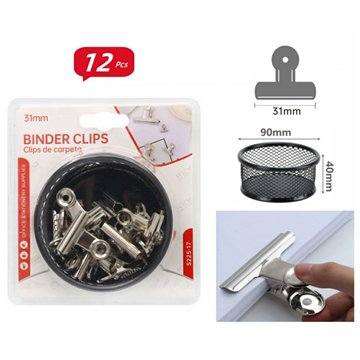 12PCS 31mm Bulldog Clips with Storage Box