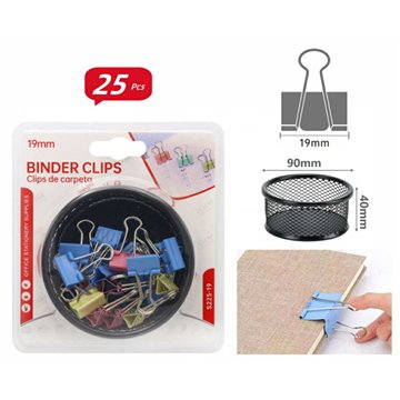 25Pcs 19mm Color Binder Clips with Storage Box