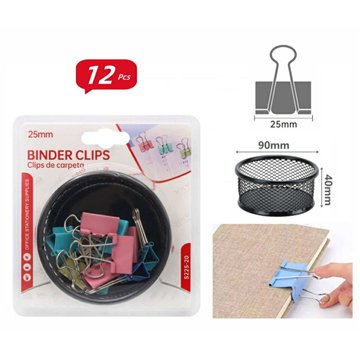 12Pcs 25mm Color Binder Clips with Storage Box