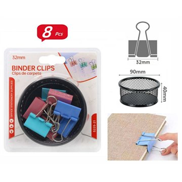 8Pcs 32mm Color Binder Clips with Storage Box