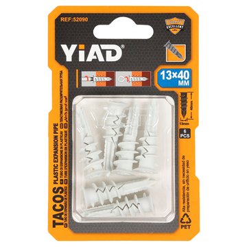 8Pcs 13x40mm Plastic Wall Plugs