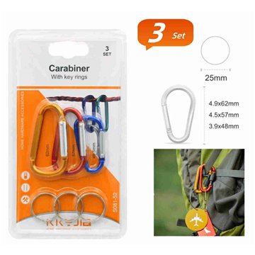 3Pcs Carabiner Keychain Set