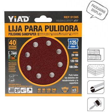5Pcs 40 Grit Sanding Disc 125mm(12)