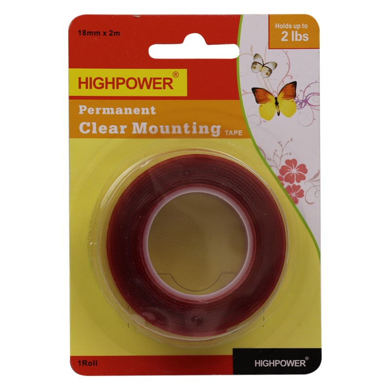18MM*2M PERMANENT CLEAR MOUNTING TAPE (24)