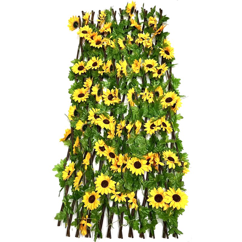 1.2m Expanding Trellis Fence With Leaf & Sunflower